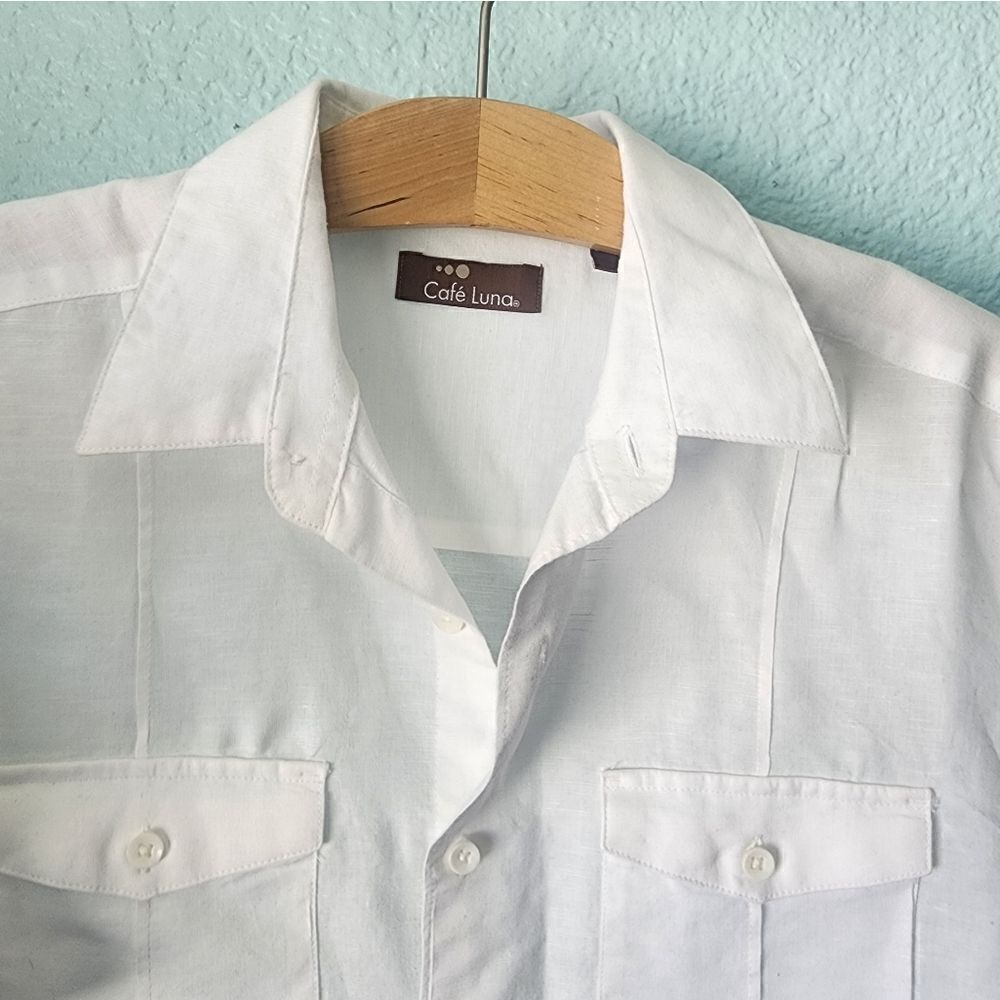 Cafe Luna linen cropped button front shirt - Picture 4 of 9